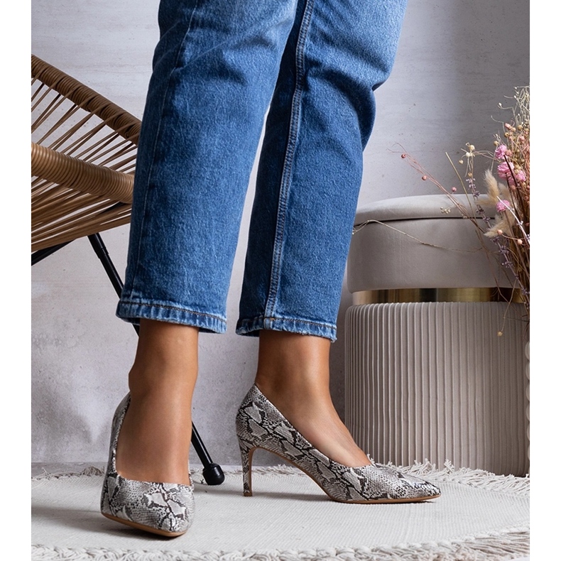 Décolleté beige con motivo a pelle di serpente Nickle 1