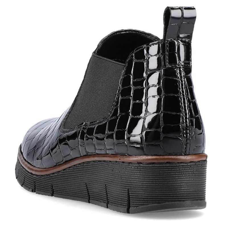 Stivali in pelle di serpente nera in vernice Rieker 53794-01 nero 1