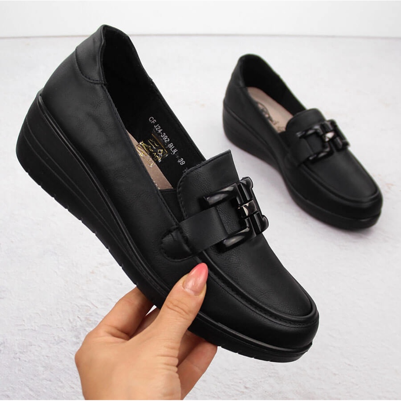 Scarpe con zeppa nere da donna Filo Donna J24-392 nero 1