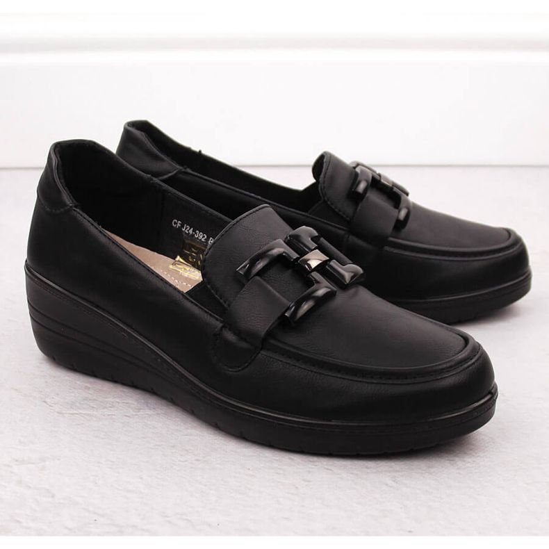 Scarpe con zeppa nere da donna Filo Donna J24-392 nero 2