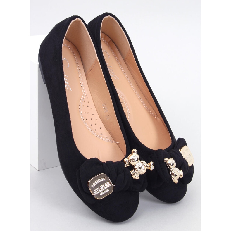 Kelee Ballerine in camoscio nero con orsetto 1