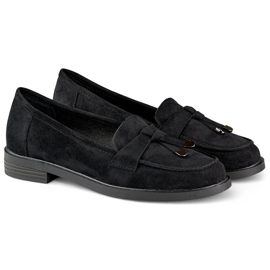Scarpe in camoscio nero con suola piatta 1