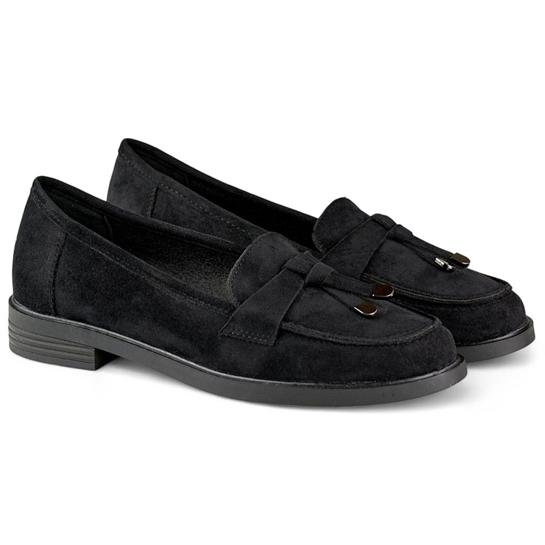 Scarpe in camoscio nero con suola piatta 1