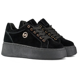 Sneakers nere da donna con suola spessa nero 1