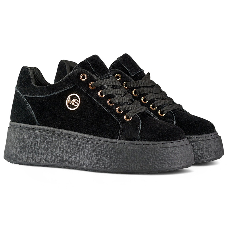 Sneakers nere da donna con suola spessa nero 1