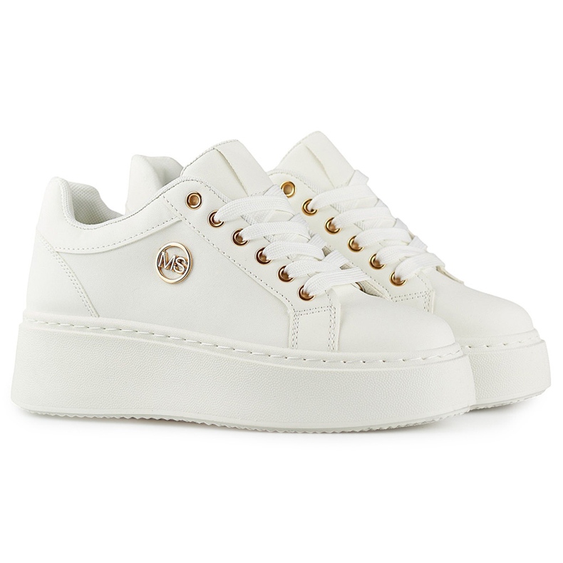 Sneakers bianche da donna con suola spessa bianco 1
