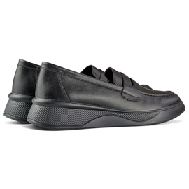 Scarpe da donna classiche nere in pelle su una comoda piattaforma nero 1