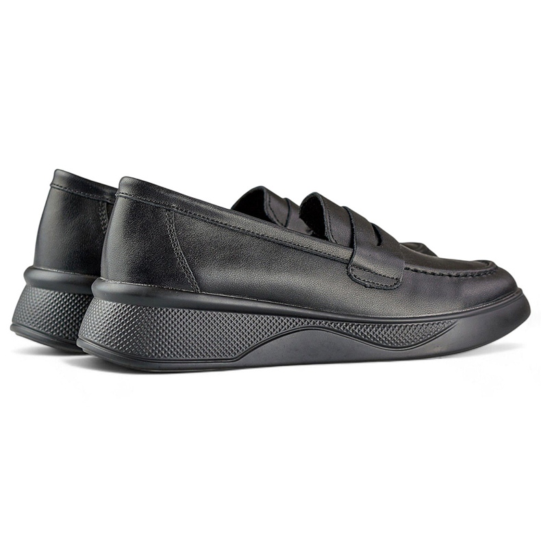 Scarpe da donna classiche nere in pelle su una comoda piattaforma nero 1