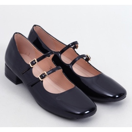 Corigan Ballerine nere con cinturino e tacco alto nero 1