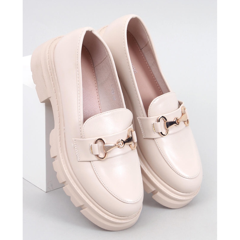 Mocassini Kyress beige con suola alta 1
