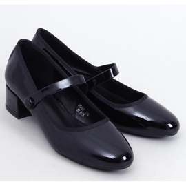 Weinis Ballerine con tacco alto in vernice nera nero 1