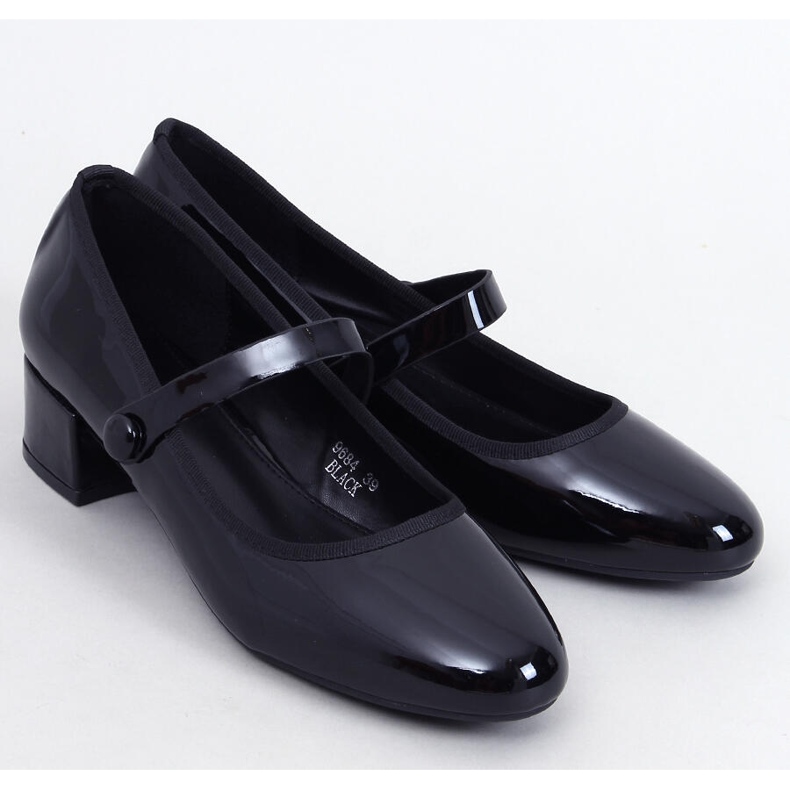 Weinis Ballerine con tacco alto in vernice nera nero 1