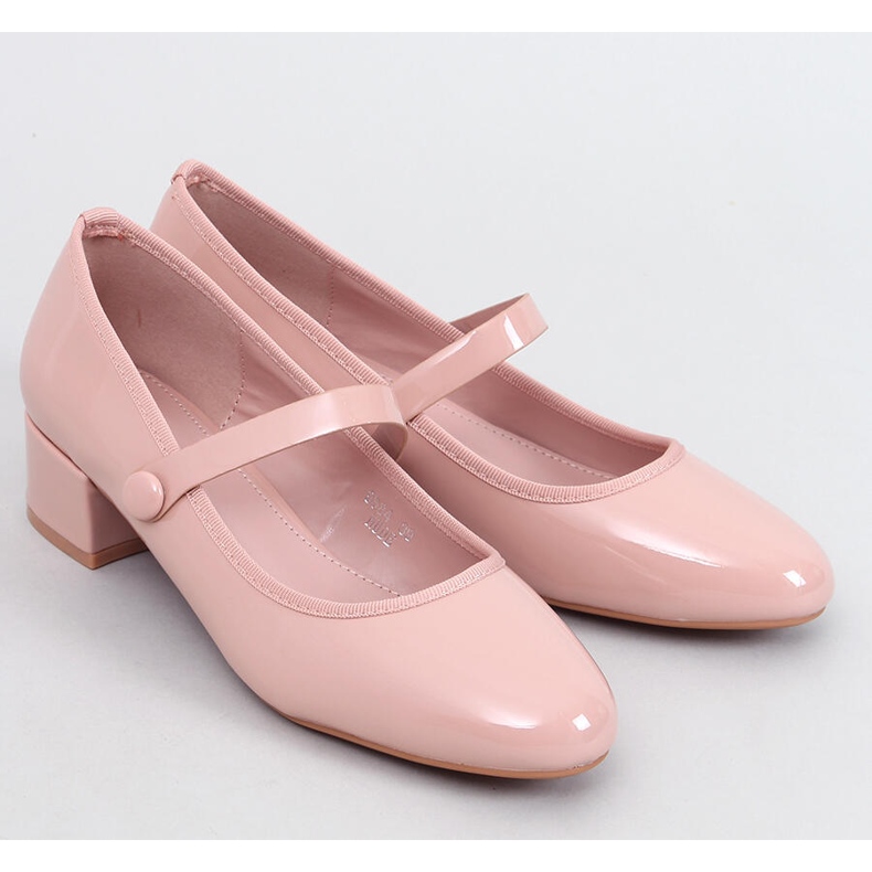 Weinis Ballerine con tacco alto in vernice color carne beige 1
