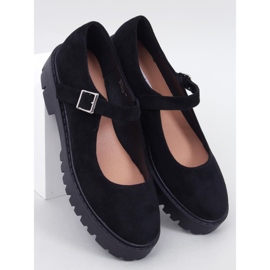 Holmess Ballerine nere con plateau e cinturino nero 1