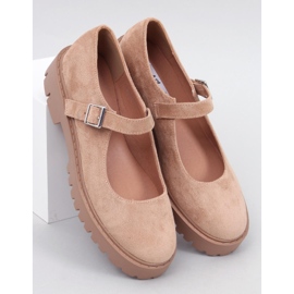 Holmess Ballerine con plateau con cinturino color kaki beige 1