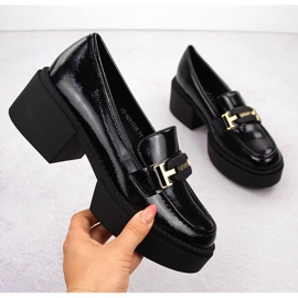 Mocassini da donna in vernice con tacco alto, neri, Vinceza 58313 nero 1