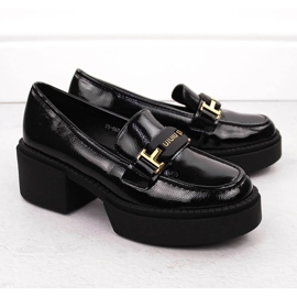 Mocassini da donna in vernice con tacco alto, neri, Vinceza 58313 nero 2