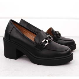 Scarpe nere da donna Vinceza con tacco alto e catena nero 2