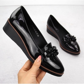 Scarpe da donna in vernice con decorazione, Vinceza nera 58400 nero 1