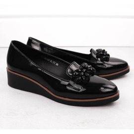 Scarpe da donna in vernice con decorazione, Vinceza nera 58400 nero 2