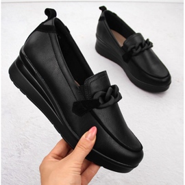Scarpe da donna in pelle con catena, nere Sergio Leone PB231-S nero 1