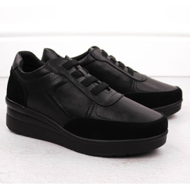 Sneakers con zeppa in pelle da donna, colore nero Sergio Leone PB236-S 2
