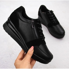 Sneakers con zeppa in pelle da donna, colore nero Sergio Leone PB236-S 1