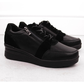 Sneakers con zeppa in pelle da donna, colore nero Sergio Leone PB236-S 2