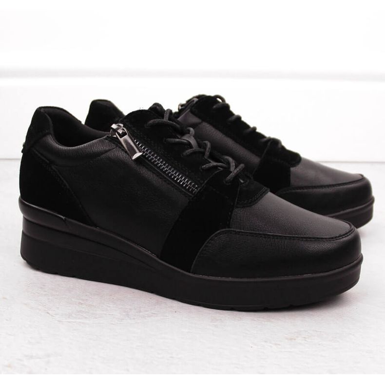 Sneakers con zeppa in pelle da donna, colore nero Sergio Leone PB236-S 2