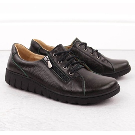 Scarpe comode da donna in pelle, verde Helios 429.567 2
