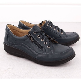 Comode scarpe da donna in pelle, blu navy Helios 411 2