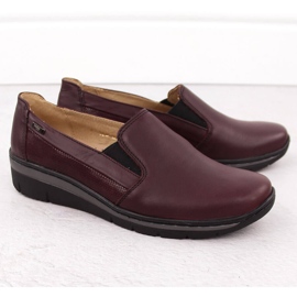 Comode scarpe da donna in pelle ciliegia Helios 350-2 rosso 2