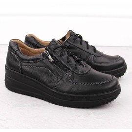 Scarpe comode da donna in pelle nera Helios 419 nero 2