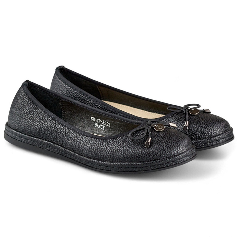 Ballerine da donna nere con sottopiede in pelle, scarpe da donna comode nero 1