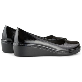 Décolleté in vernice nera, scarpe da donna con zeppa bassa nero 1