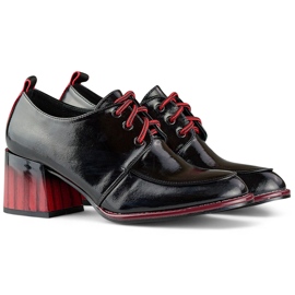 Stivaletti neri laccati su tacco rosso, scarpe eleganti da donna nero 1