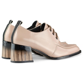 Stivaletti beige laccati su tacco rosso, scarpe eleganti da donna 1