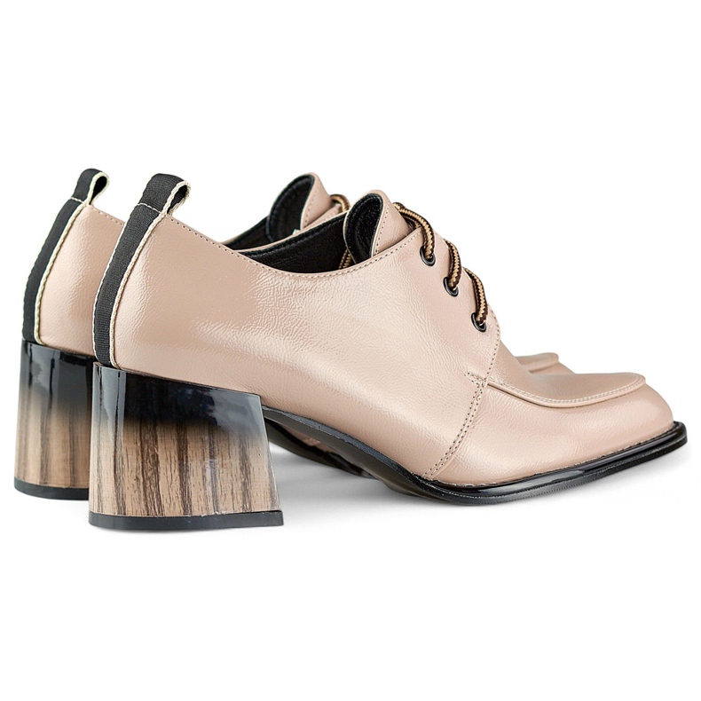 Stivaletti beige laccati su tacco rosso, scarpe eleganti da donna 1