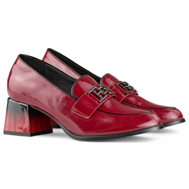 Scarpe in vernice bordeaux con tacco comodo, décolleté da donna rosso 1