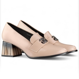 Décolleté da donna con tacco alto in vernice beige, scarpe da donna 1