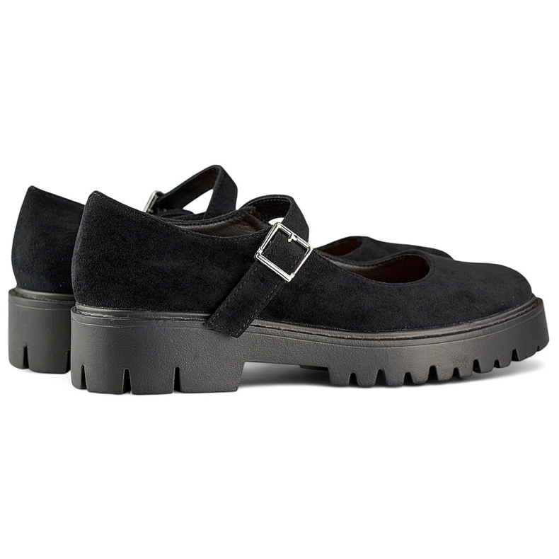 Scarpe da donna in camoscio nero con chiusura con fibbia 1