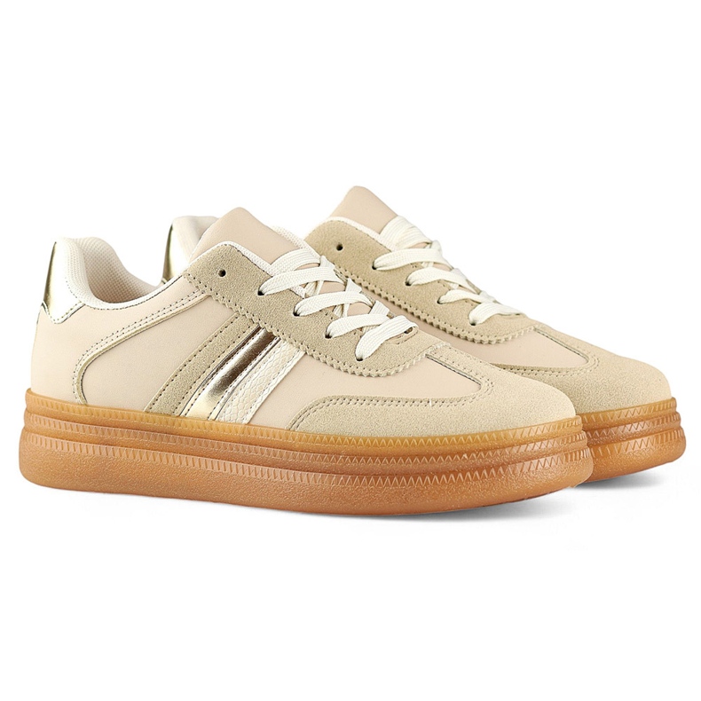 Scarpe sportive da donna beige con suola beige 1