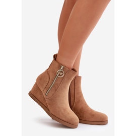 Stivali con zeppa isolanti con cerniera decorativa, Eco suede Camel Leretha marrone 1
