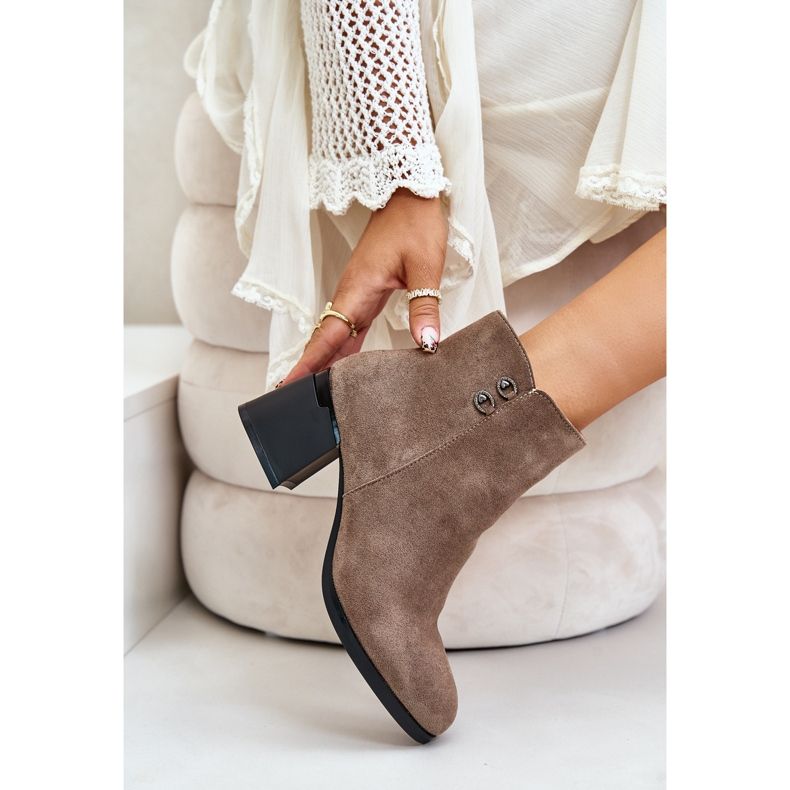 Stivaletti con tacco alto da donna fissati con cerniera, beige scuro di Tinamar 2