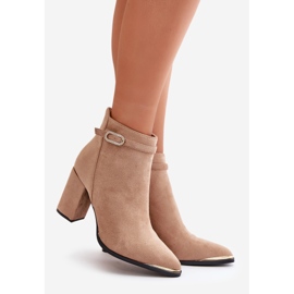 Stivaletti da donna isolanti con punta appuntita su tacco alto, Beige Laoreina 1