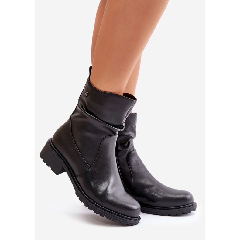 Stivaletti Caldi In Pelle Da Donna Con Rughe, Nero Vinceza 66714 1