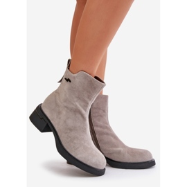 Stivali da donna isolanti in pelle scamosciata naturale con cerniera, Grigio Vinceza 66696 1