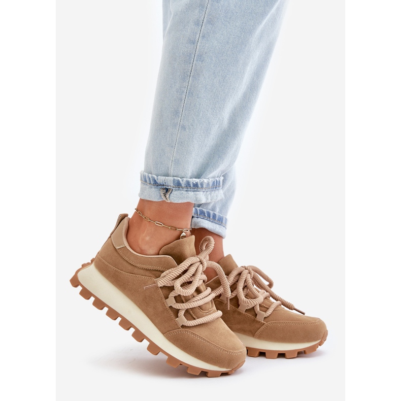 Scarpe sportive Sneakers su plateau in ecopelle scamosciata Riadella marrone beige 1