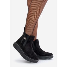 Stivali Slip-On Da Donna Con Plateau Con Spilla, Eco Camoscio, Ciatheia Nero 1