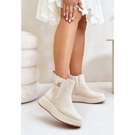 Stivali Slip-On Da Donna Con Plateau Con Spilla, Eco Camoscio, Ciatheia Beige Chiaro 2